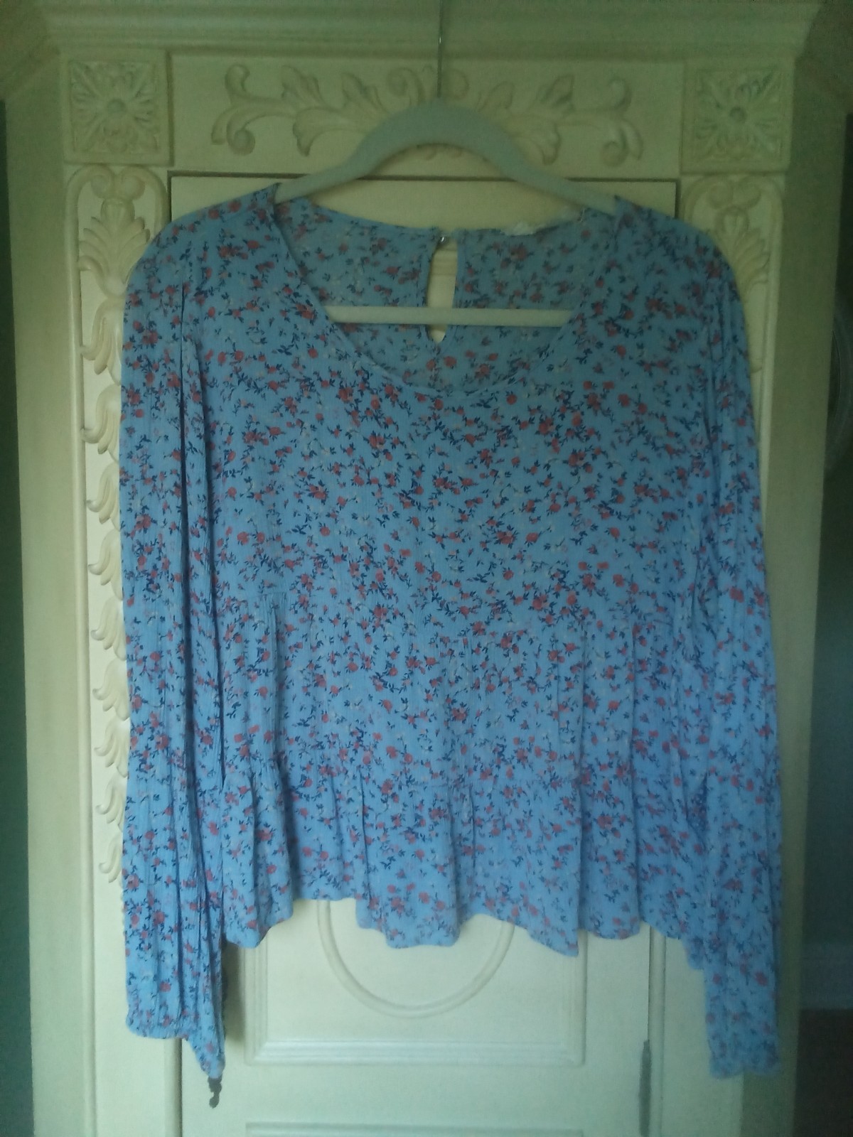 Hippie Rose Women Blue Long Sleeve Blouse L