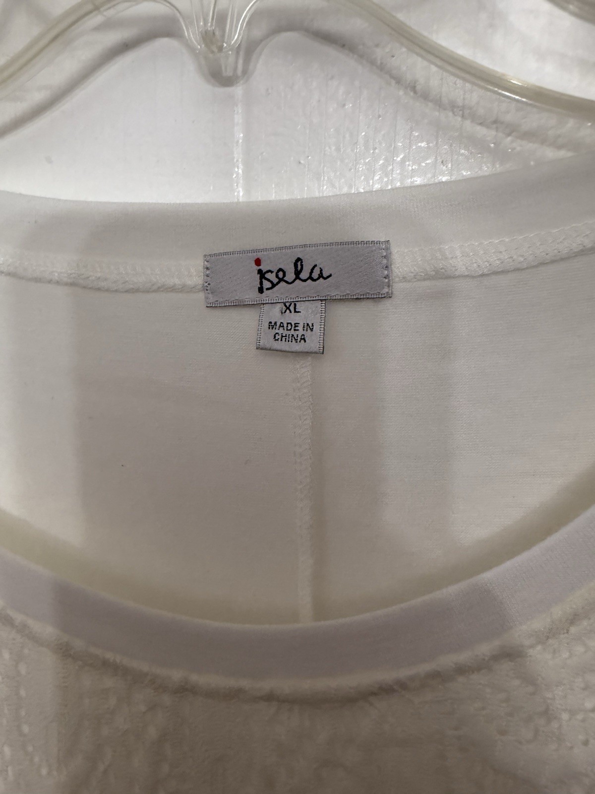 Isela XL White Lace Knit Top Short Sleeve NWOT