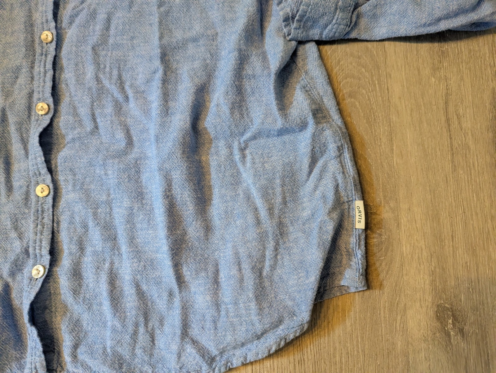 Orvis Linen Rayon Blend Button Up Shirt Blue Womens XL