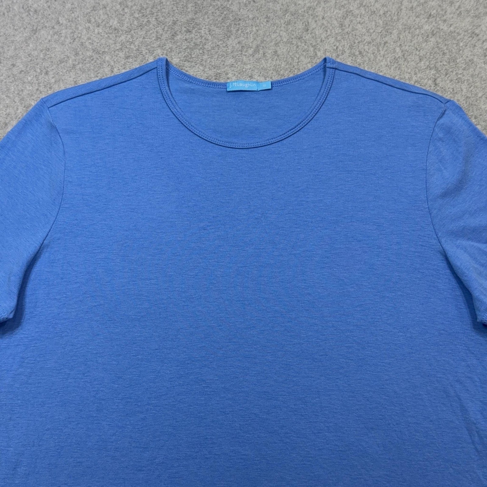 J McLaughlin Tee Shirt Womens XL Blue Solid Short Sleeve Crewneck Stretch Top