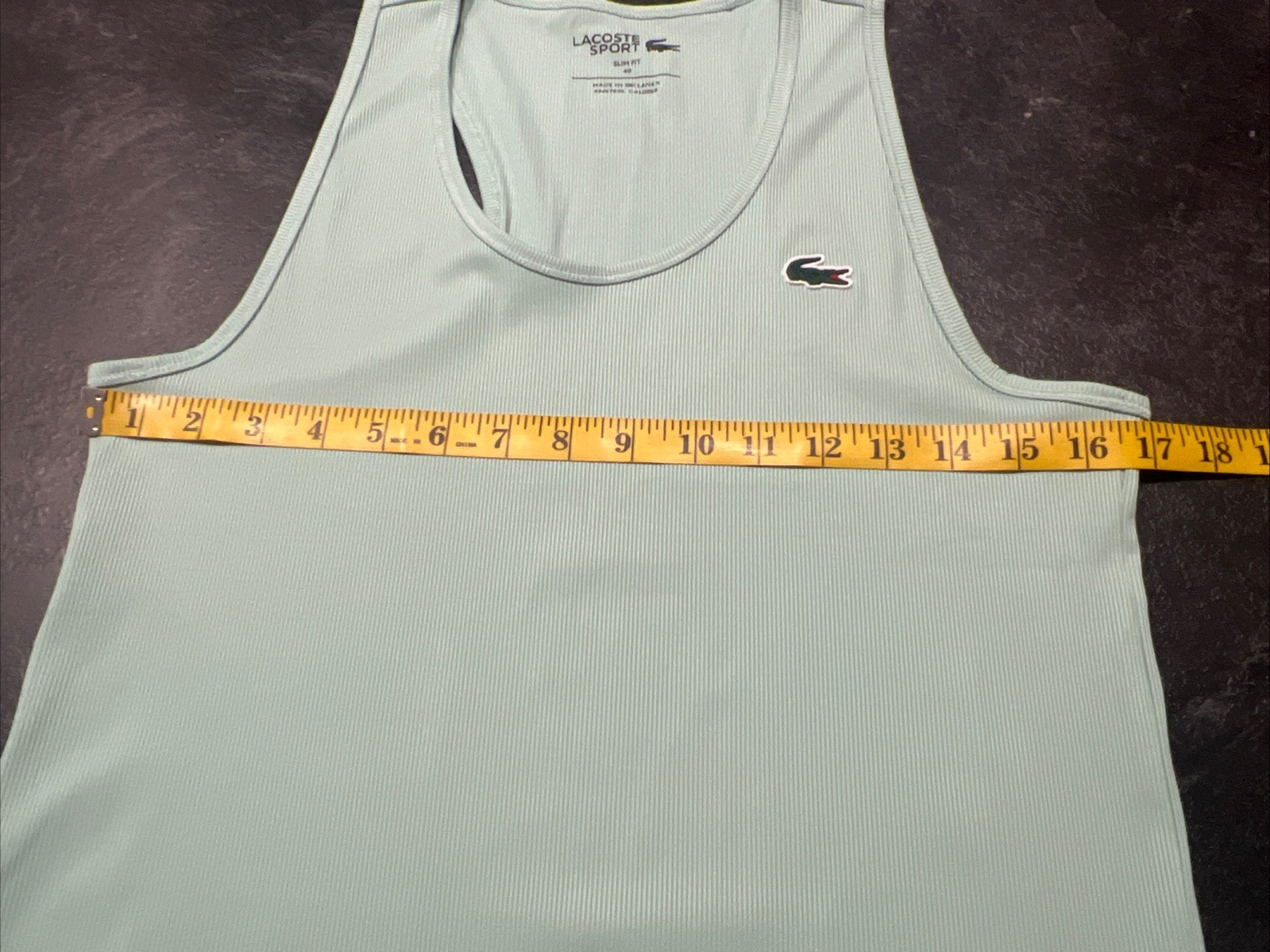 Lacoste Tank Top Women US Slim Fit EU 40 Green Ribbed Cotton Modal Stretch Logo
