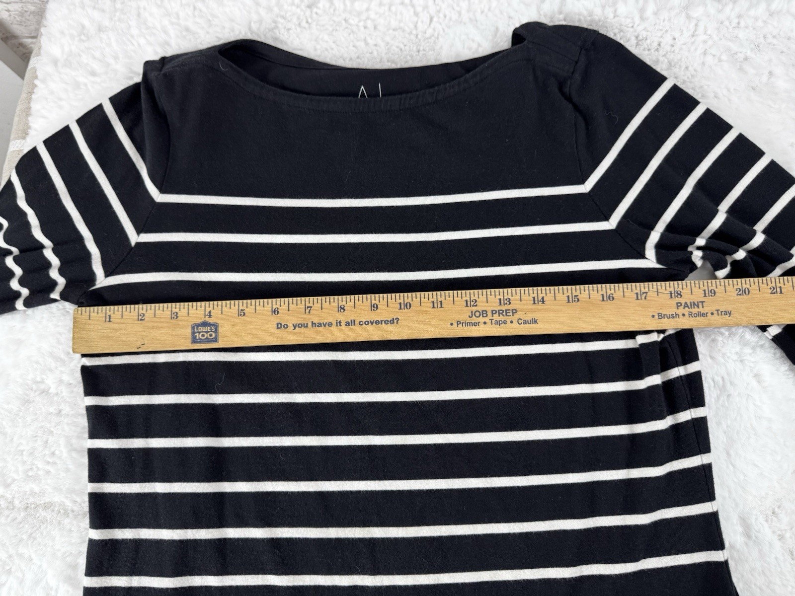 Joie Pima Cotton Modal Soft Stretch Knit Tee Top Black Ivory Stripes Size Large