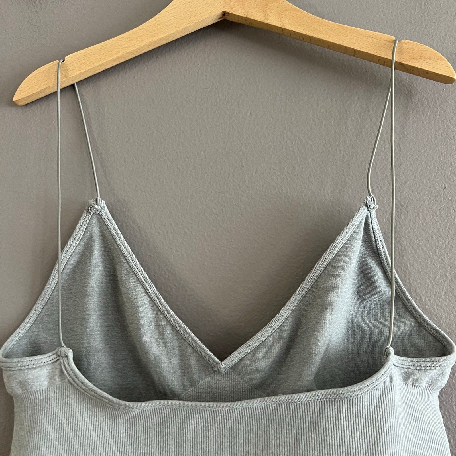 Free People Intimately Seamless Brami Tank Top XS/S Gray Elastic Strap Crop Cami