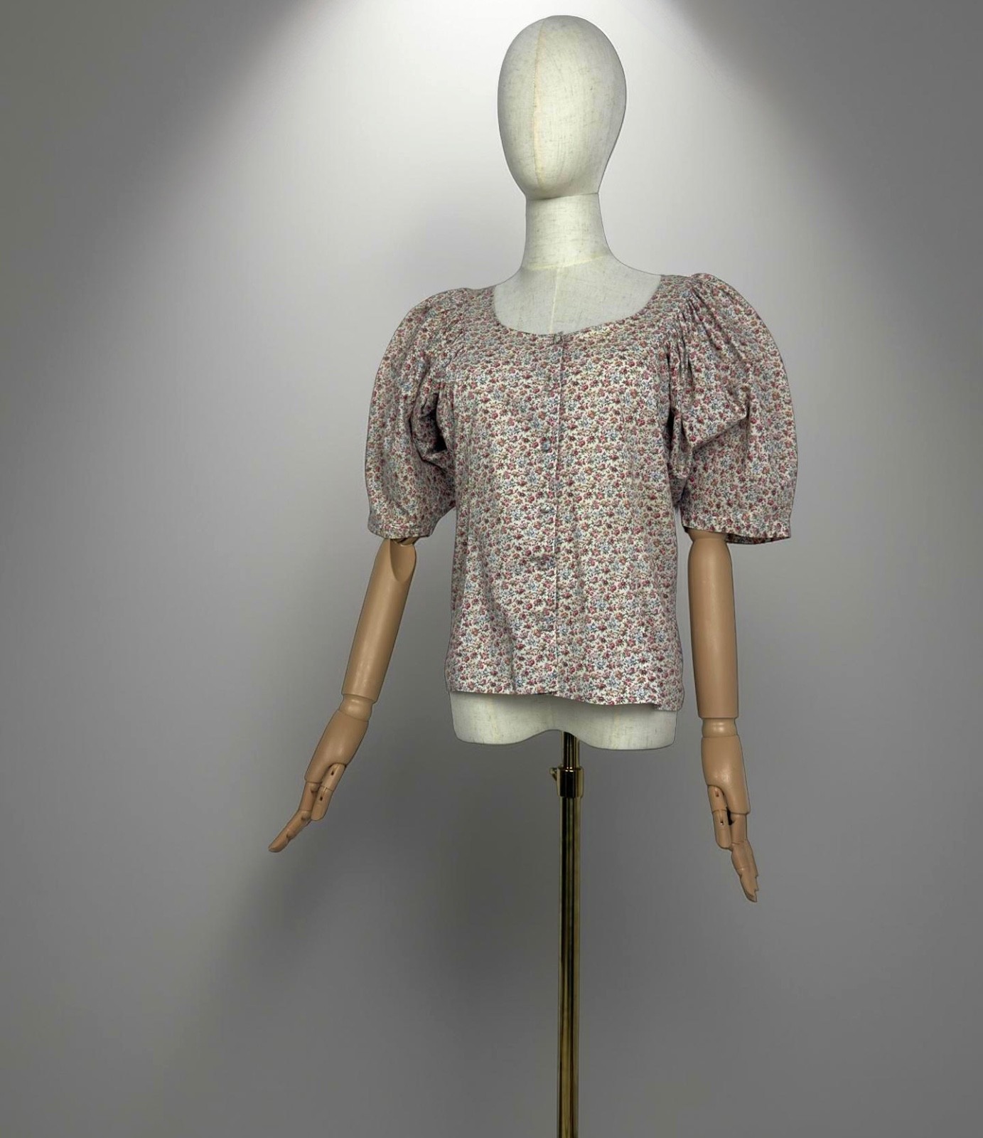 Lapislazuli Paris Vintage Ballon Sleeve Floral Blouse 70-80s Size 44