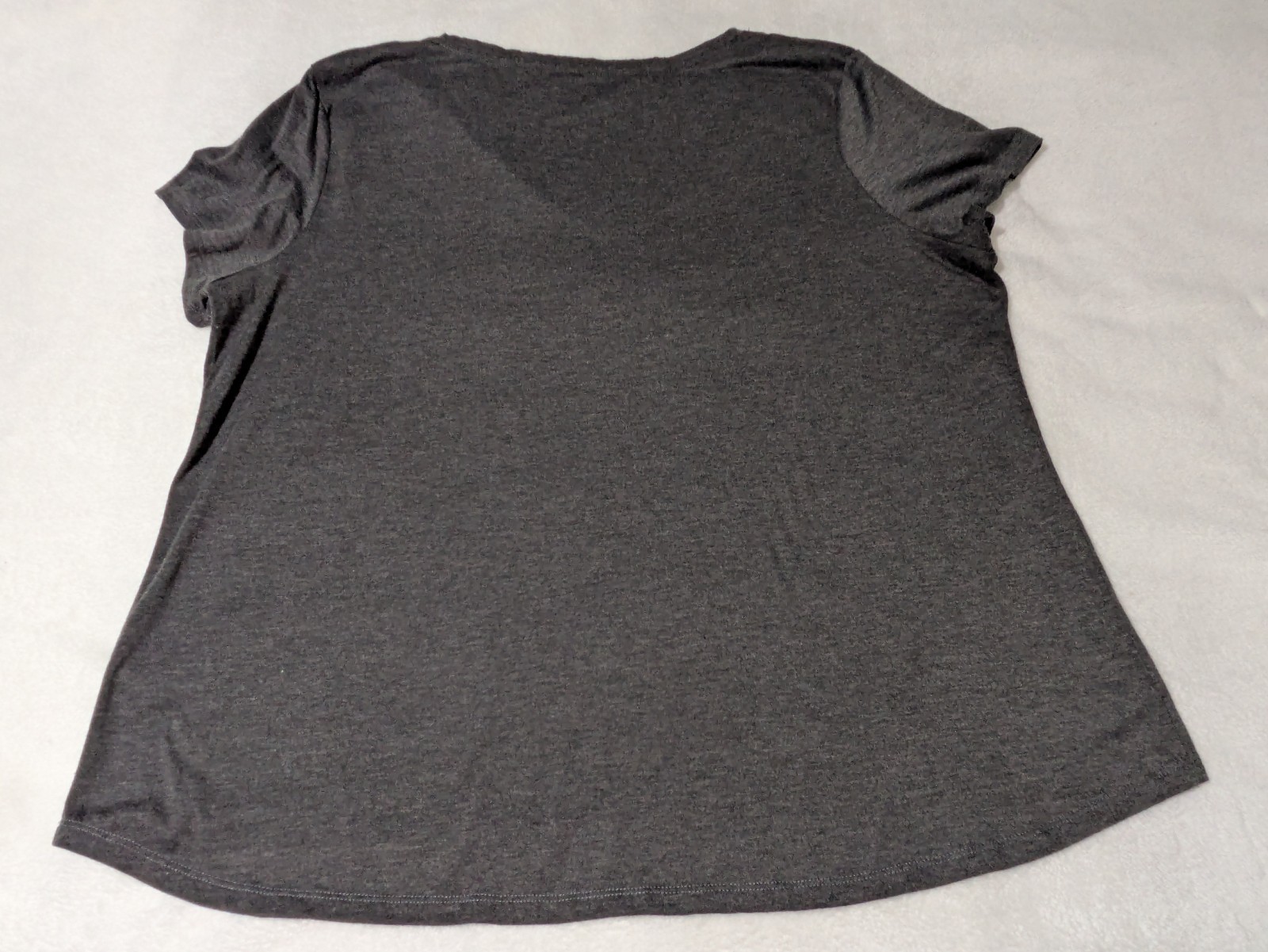 Jennifer Lauren Plus Grey V-Neck Short Sleeve Top – 3X