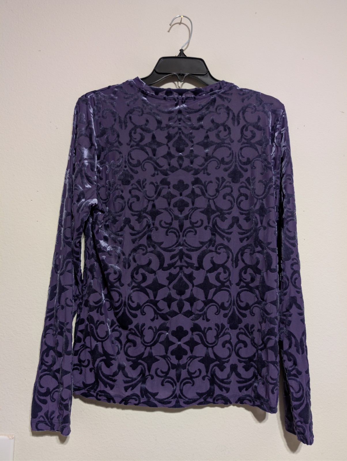 Loft Purple Velour Burnout Long Sleeve Top