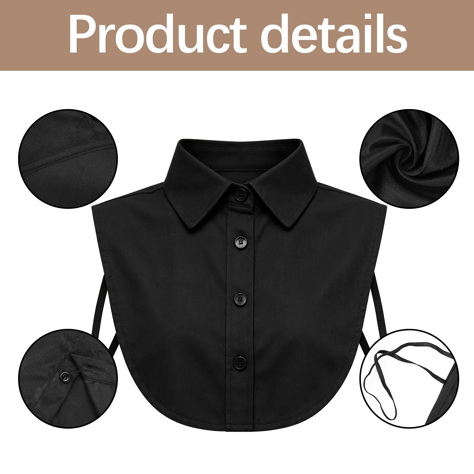Cuello falso desmontable, cuello tipo pechera, cuello media camisa, blusa falsos