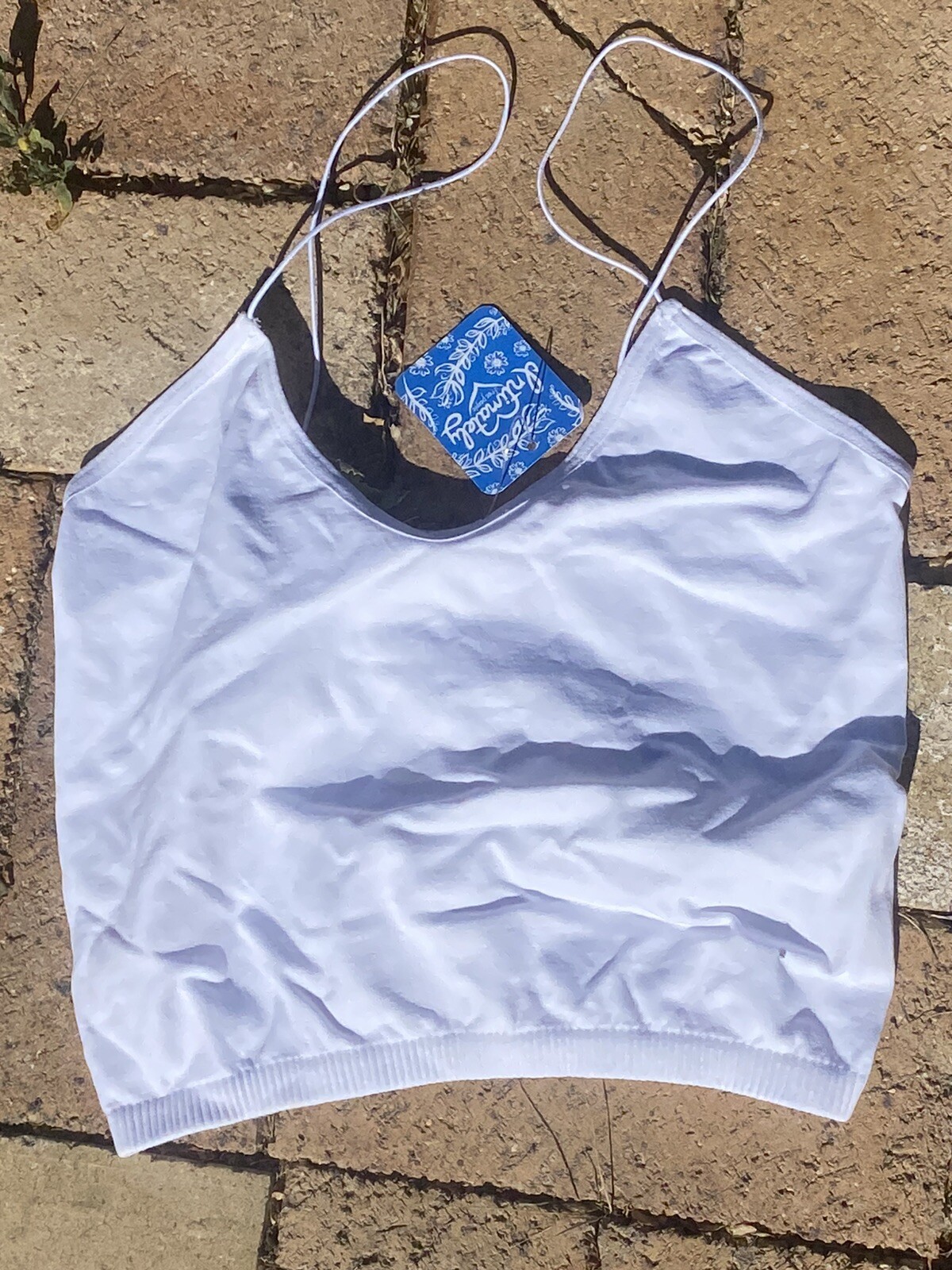 NWT Free People S Small Under Shirt Crop Top Halter White Tank Cami