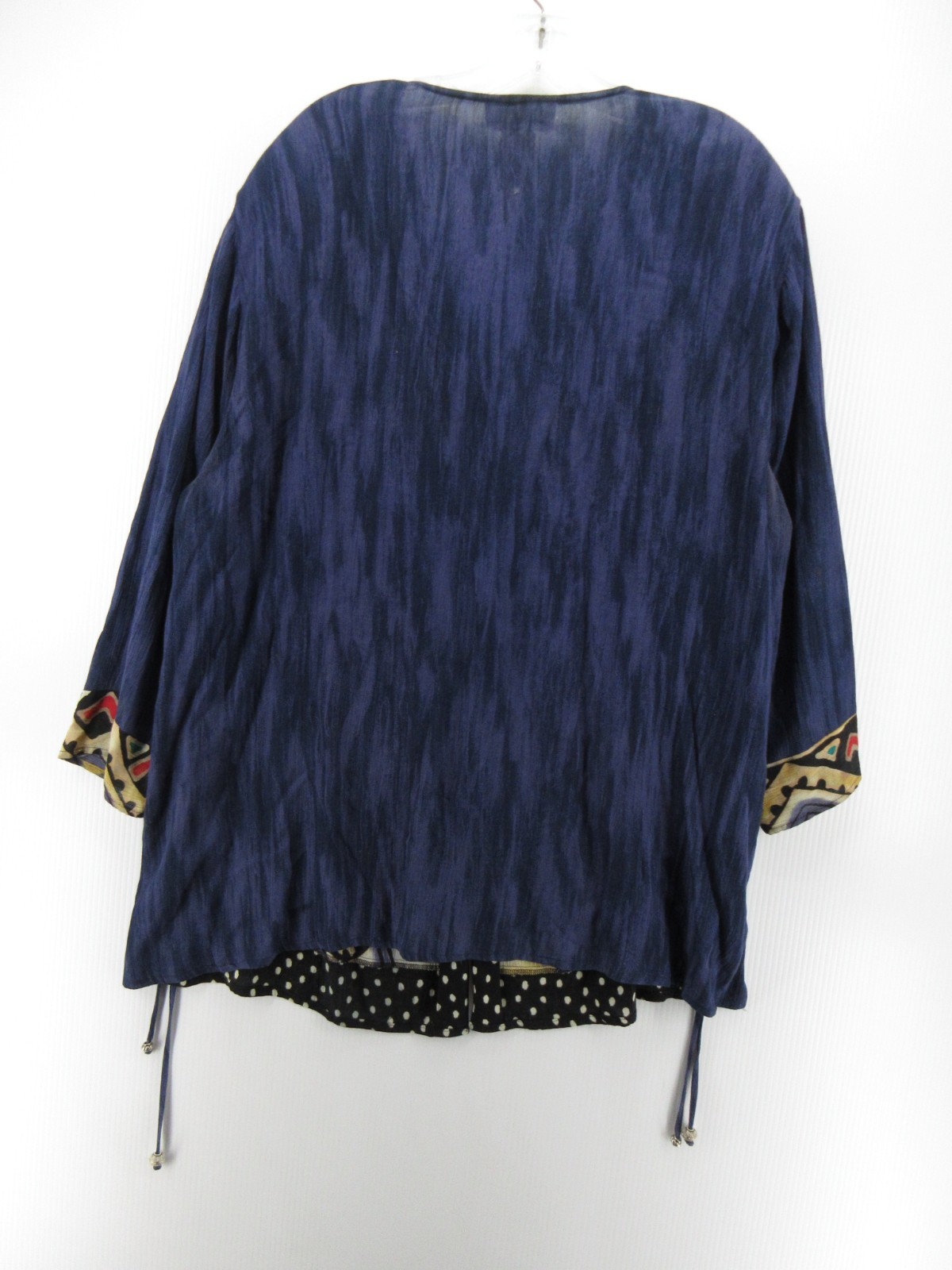 VINTAGE Carole Little Top Women 18 Plus Black Blue Blouse Southwestern Artsy *