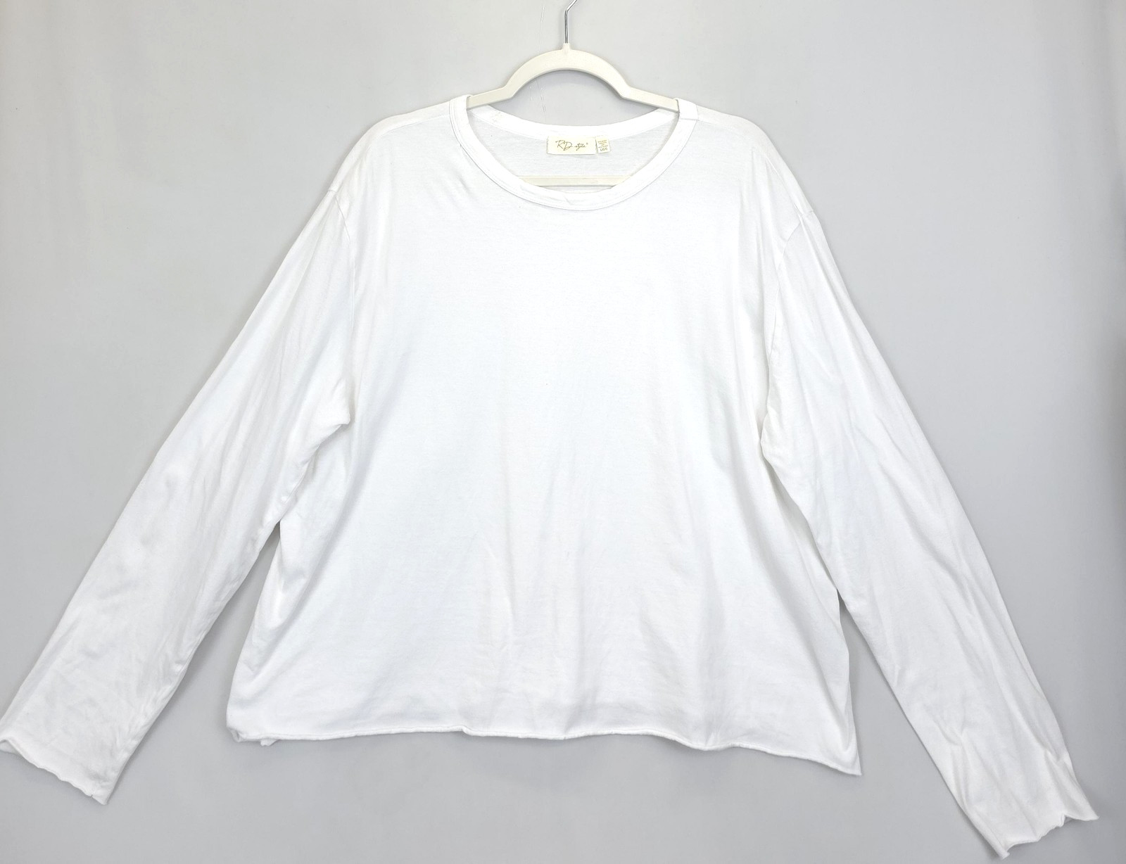 RD Style Oversized Slouchy Shirt Women L Long Sleeve Casual Lightweight White