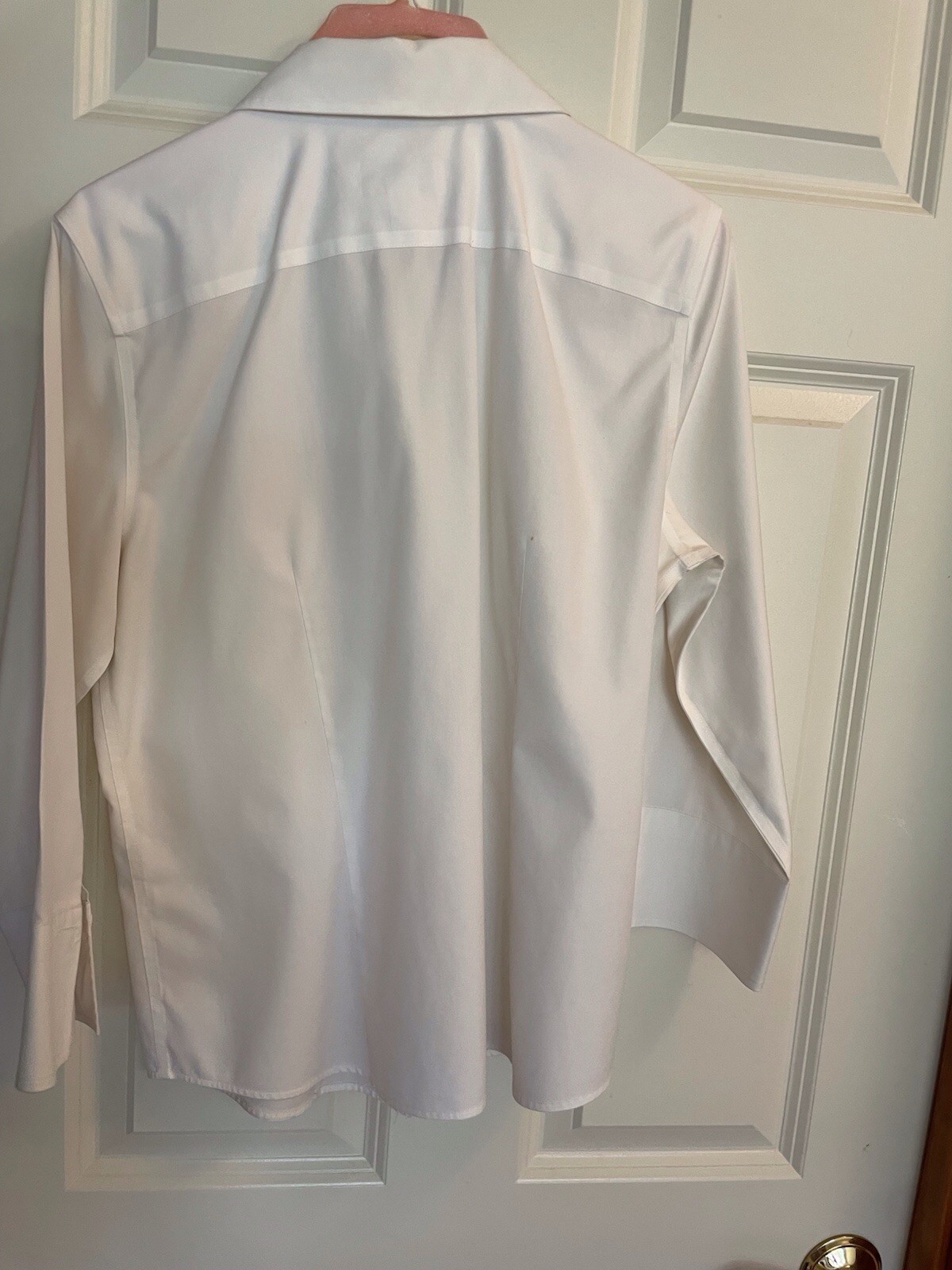 Talbots White Button Down Shirt Stretch Cotton Blend Minimalist Classic 8