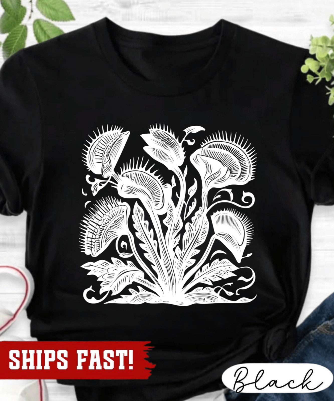 Venus Flytrap Shirt Gothic Plant Graphic Dark Botanical Aesthetic Carnivorous Pl