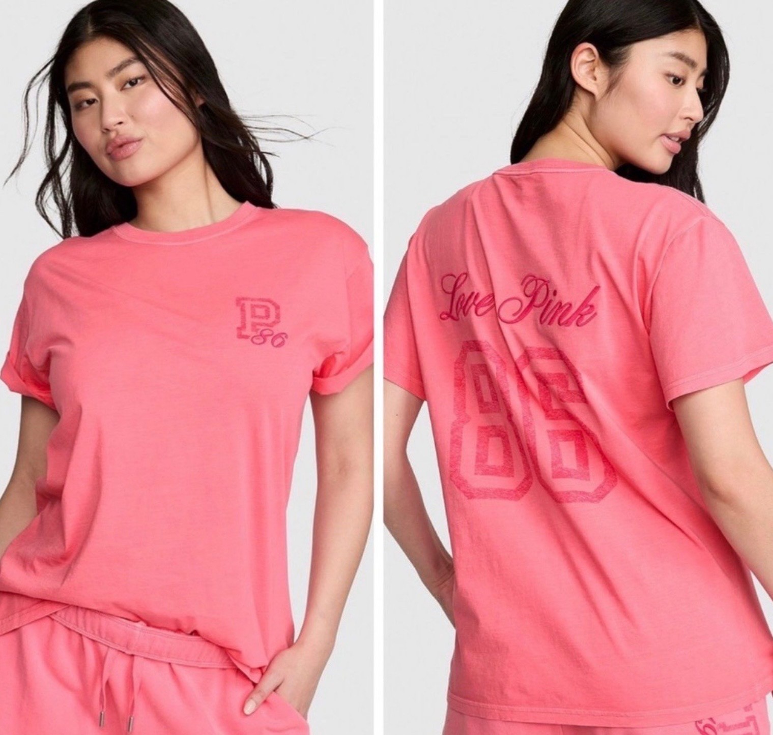 NEW XS-XXL VS PINK CAMPUS COTTON SHORTSLEEVE TSHIRT VIVID PINK