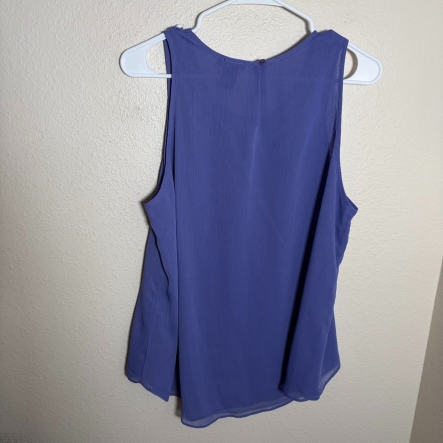 Nue Options Tank Top Women’s XL Purple Lace Sleeveless Sheer Casual Shirt Blouse