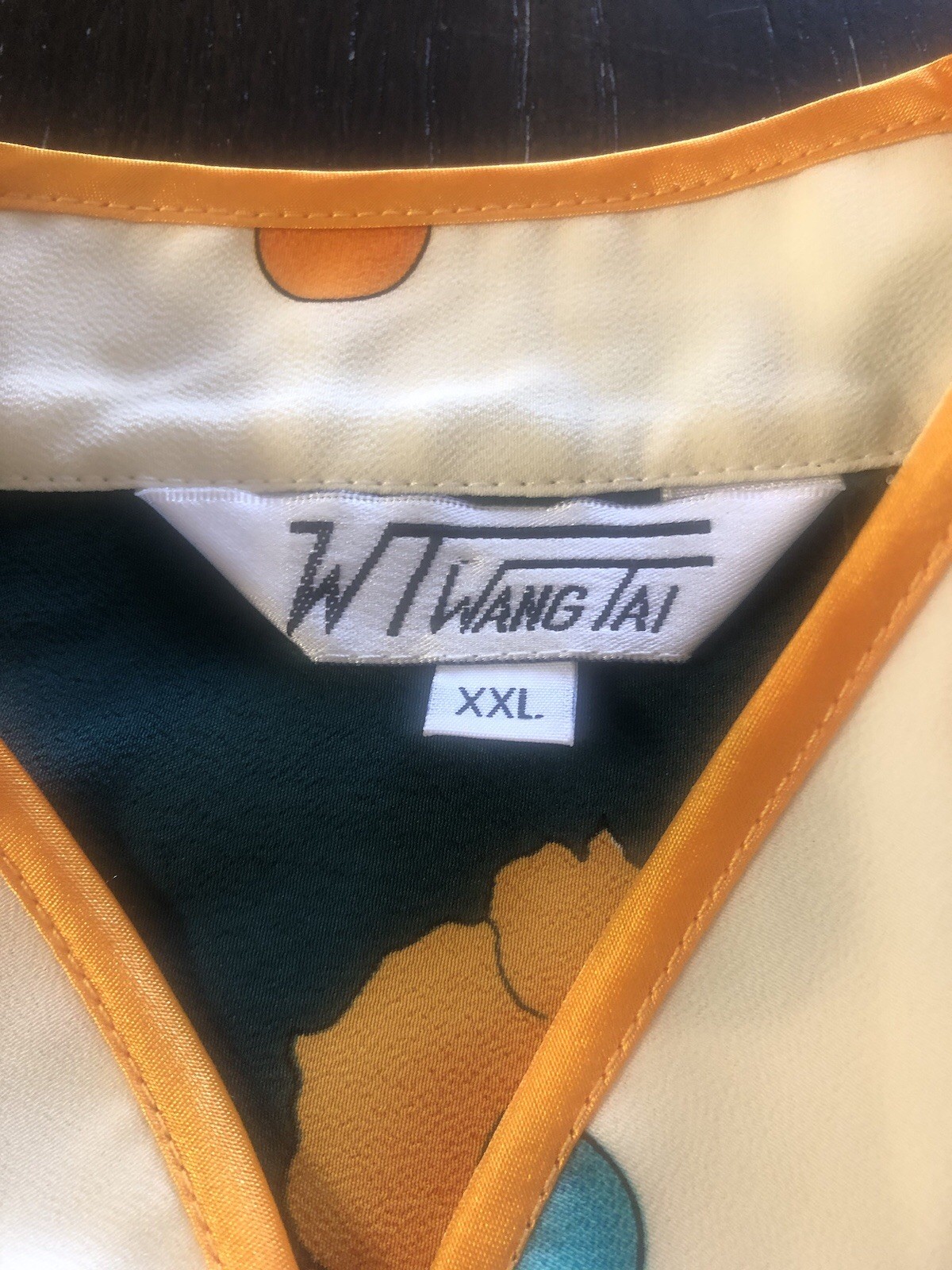 WT Wang Tai Size XXL Blouse Asian Floral Shoulder Pads