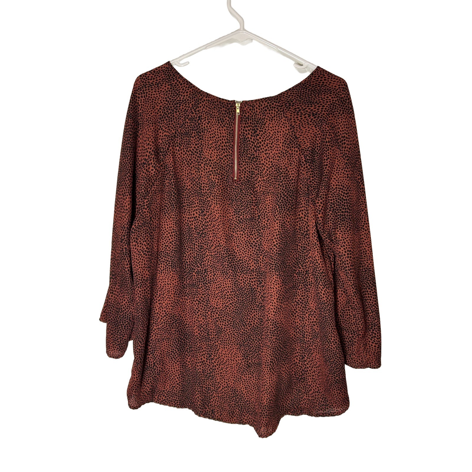 NWT Papermoon Larie Crew Neck Blouse Burgundy Black Animal Print XL