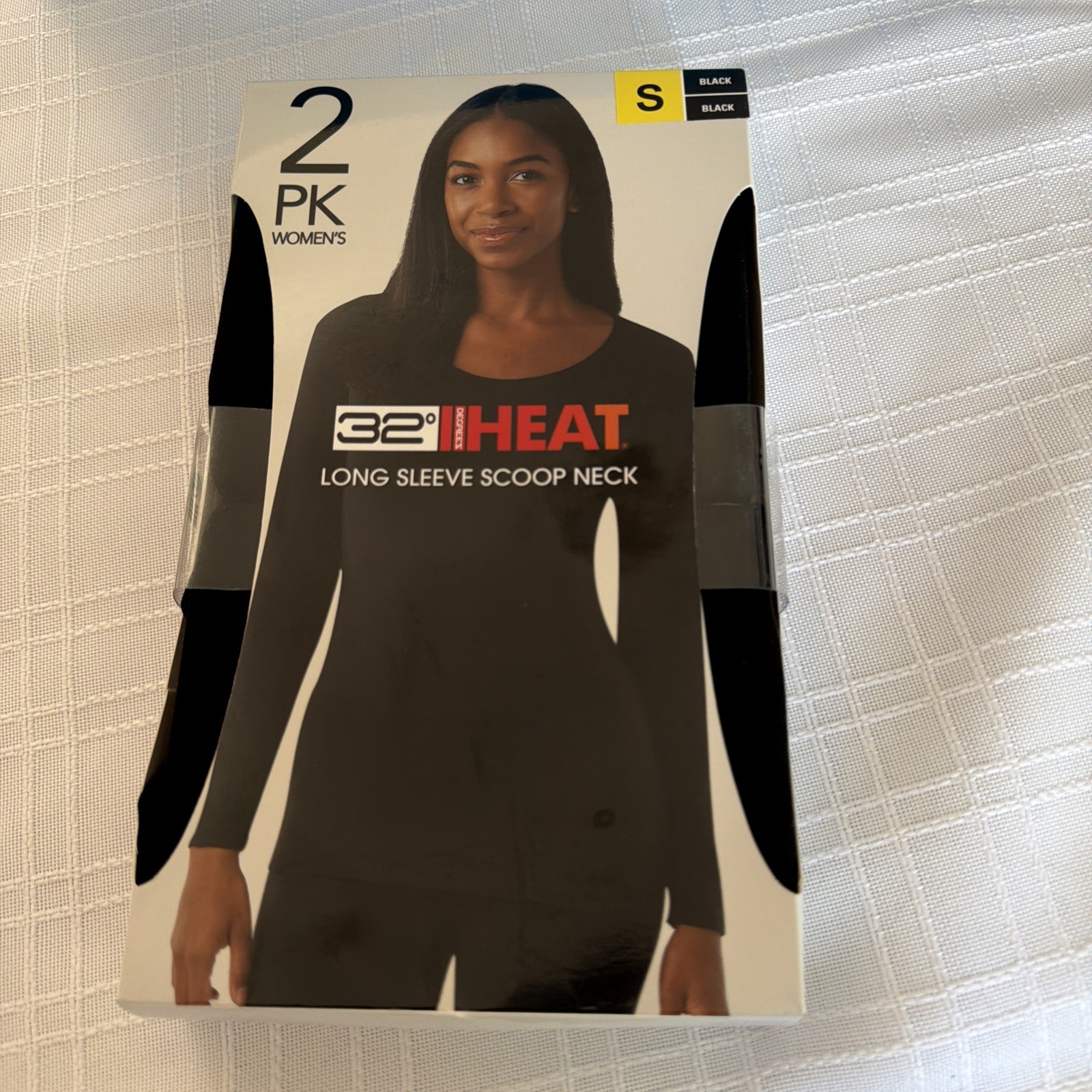 32 Degrees Heat Women’s 2-Pack Long Sleeve Scoop Neck Tee, Black/Black, S