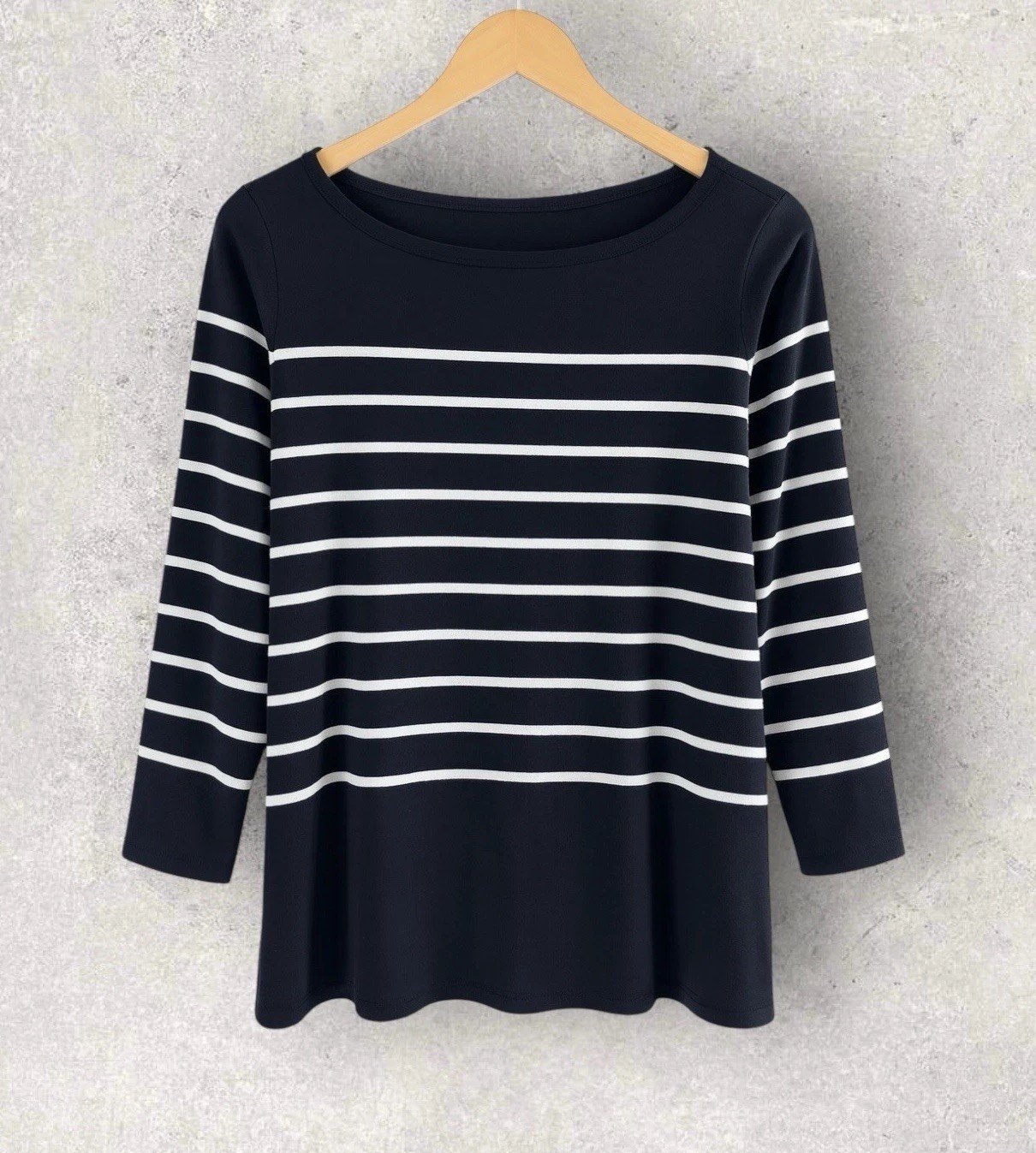 Joie Pima Cotton Modal Soft Stretch Knit Tee Top Black Ivory Stripes Size Large