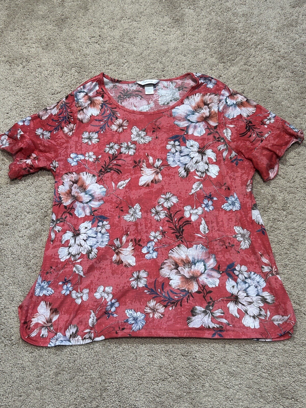 CJ Banks Womens Shirt Size X Multicolor Floral Print Soft Classic Casual Comfort