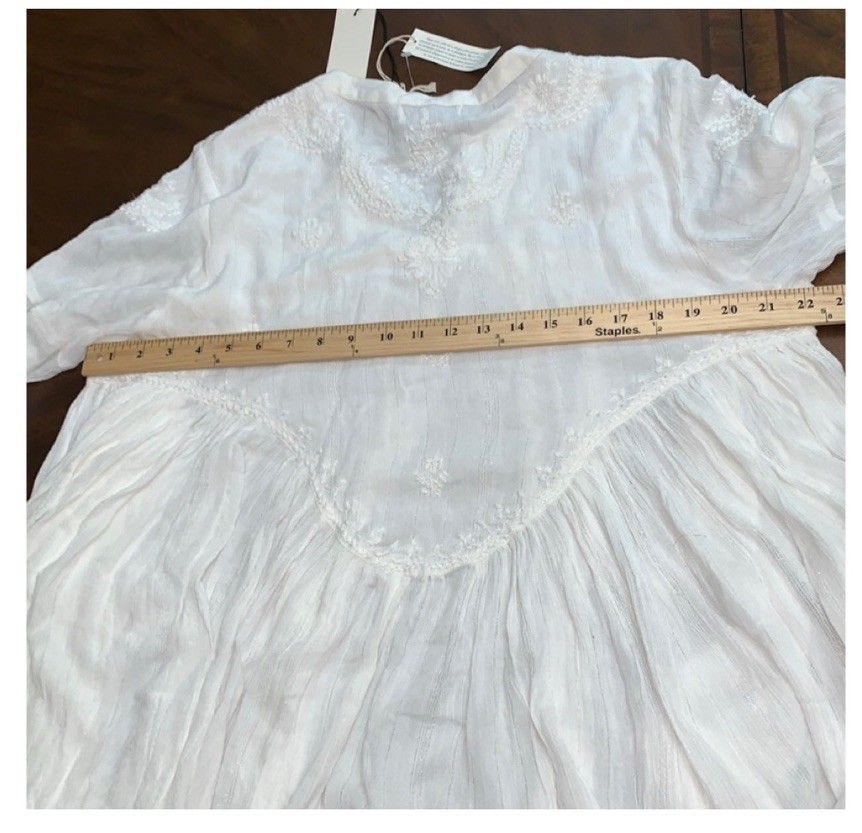 RACHEL ZOE White Boho Chic Hippie Embroidered Airy Smock Top Flower Child NWT S