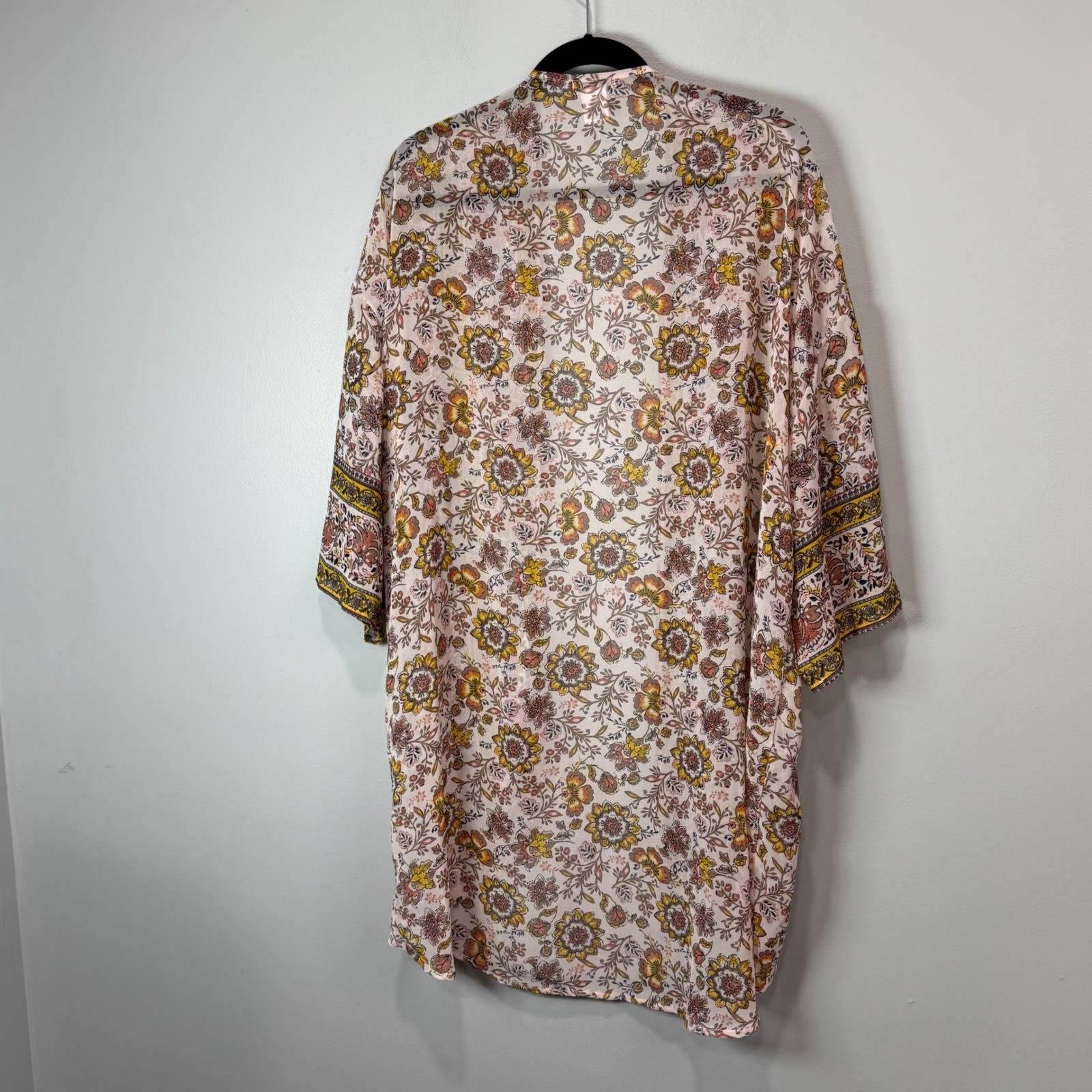 Wild Moss Women Floral Medallion Kimono Cardigan Boho beach swim coverup Large
