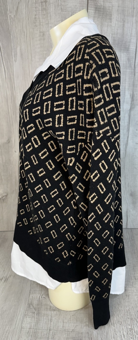 Anne Klein Top Collared Shirt/ Sweater Combo 1 Piece Attached Women’s Size XL