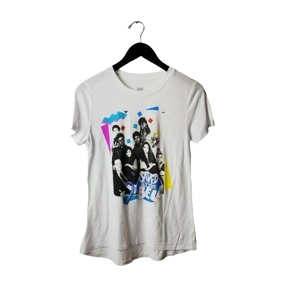 Saved By The Bell T Shirt Graphic Tee Top Short Sleeve Polyester Blend Solid S