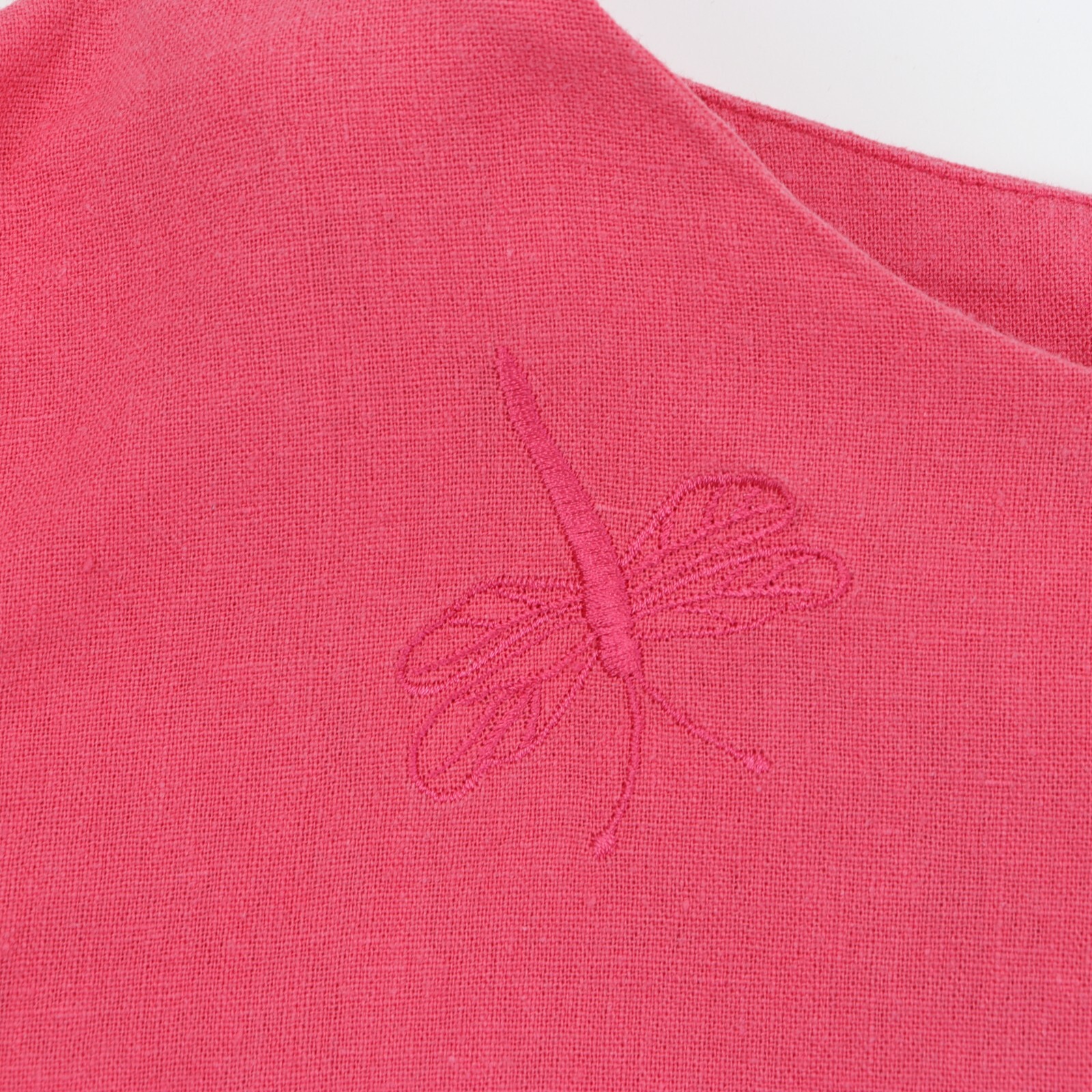 Basic Editions Pink Sleeveless Back Button Top Size 18 Embroidered Dragonfly