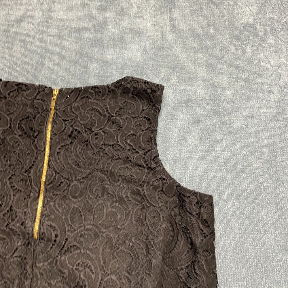 Charter Club Tank Top Womens Medium Black Sleeveless Lace Details Back Zip