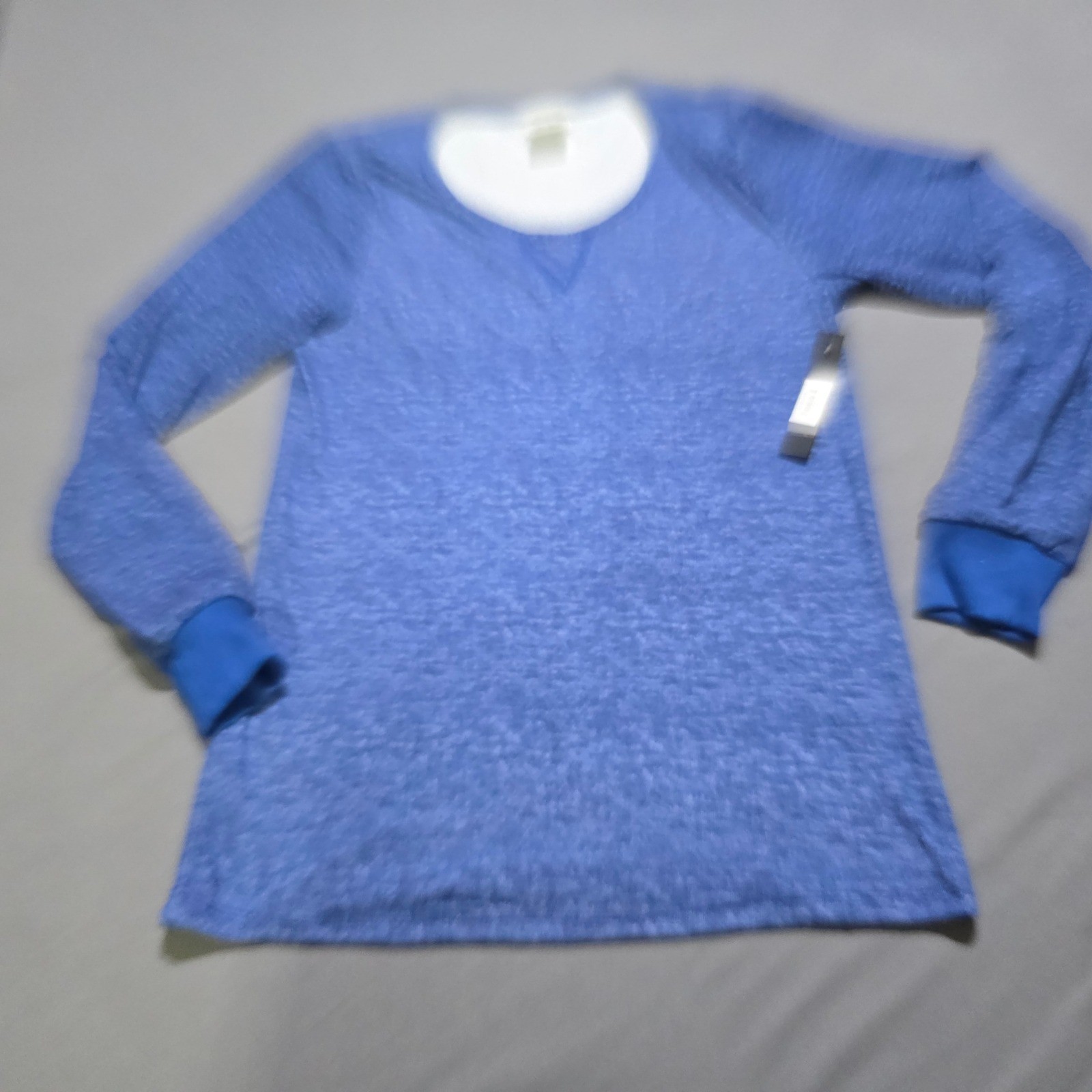new Catherine Malandrino Top Womens 1X Blue Space Dye Long Sleeve Scoop Neck