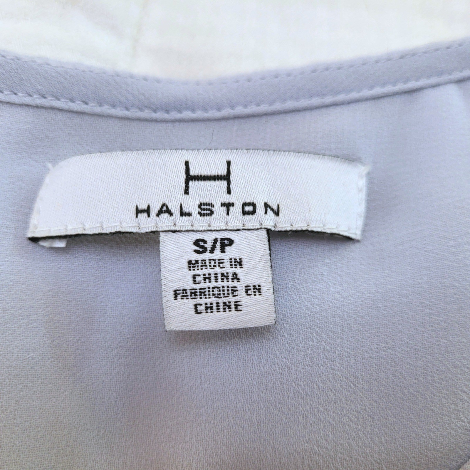 H by Halston Light Blue Chiffon Babydoll Peplum Boho Peasant Fairycore Blouse S