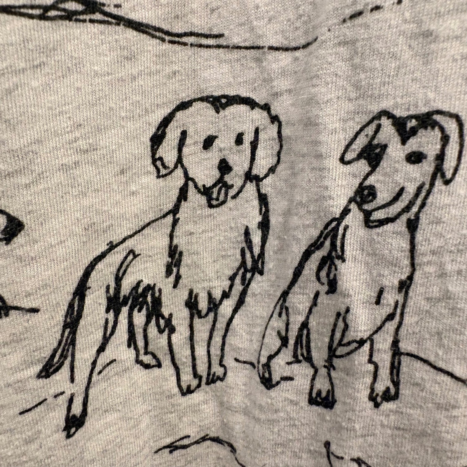 Marushka Dog Graphic Tee Large Heather Gray Novelty Scoop Neck Short Sleeve Top
