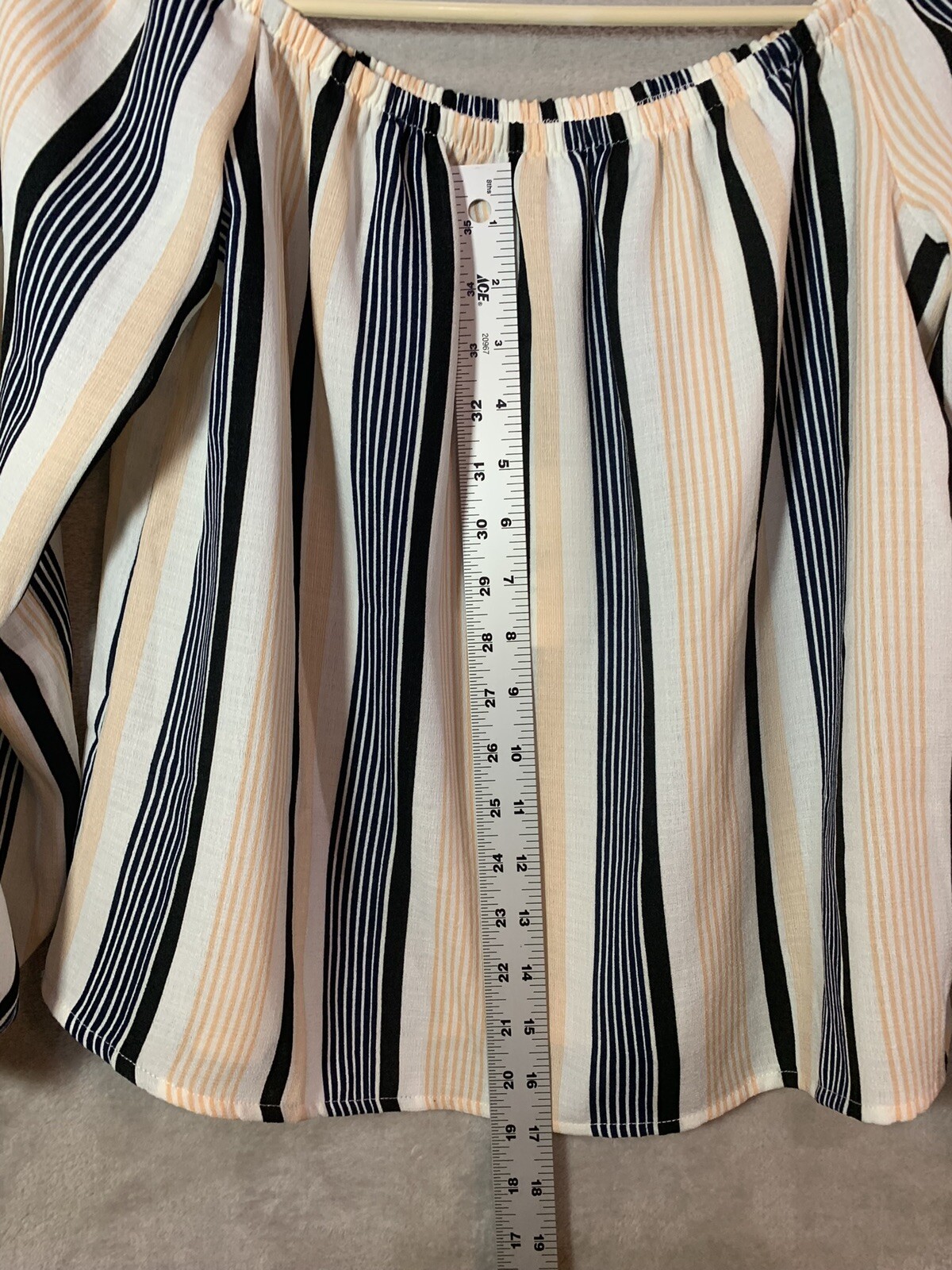 Lucca Womens Off the Shoulder Shirt Size Small Ivory Striped Long Sleeve NEW