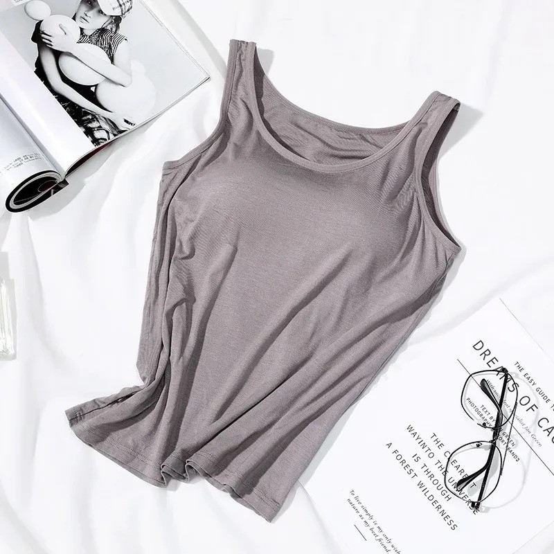 Women Cami Camisole With Built in Bra Push Up Padded Vest Baisc Layer Tank Tops