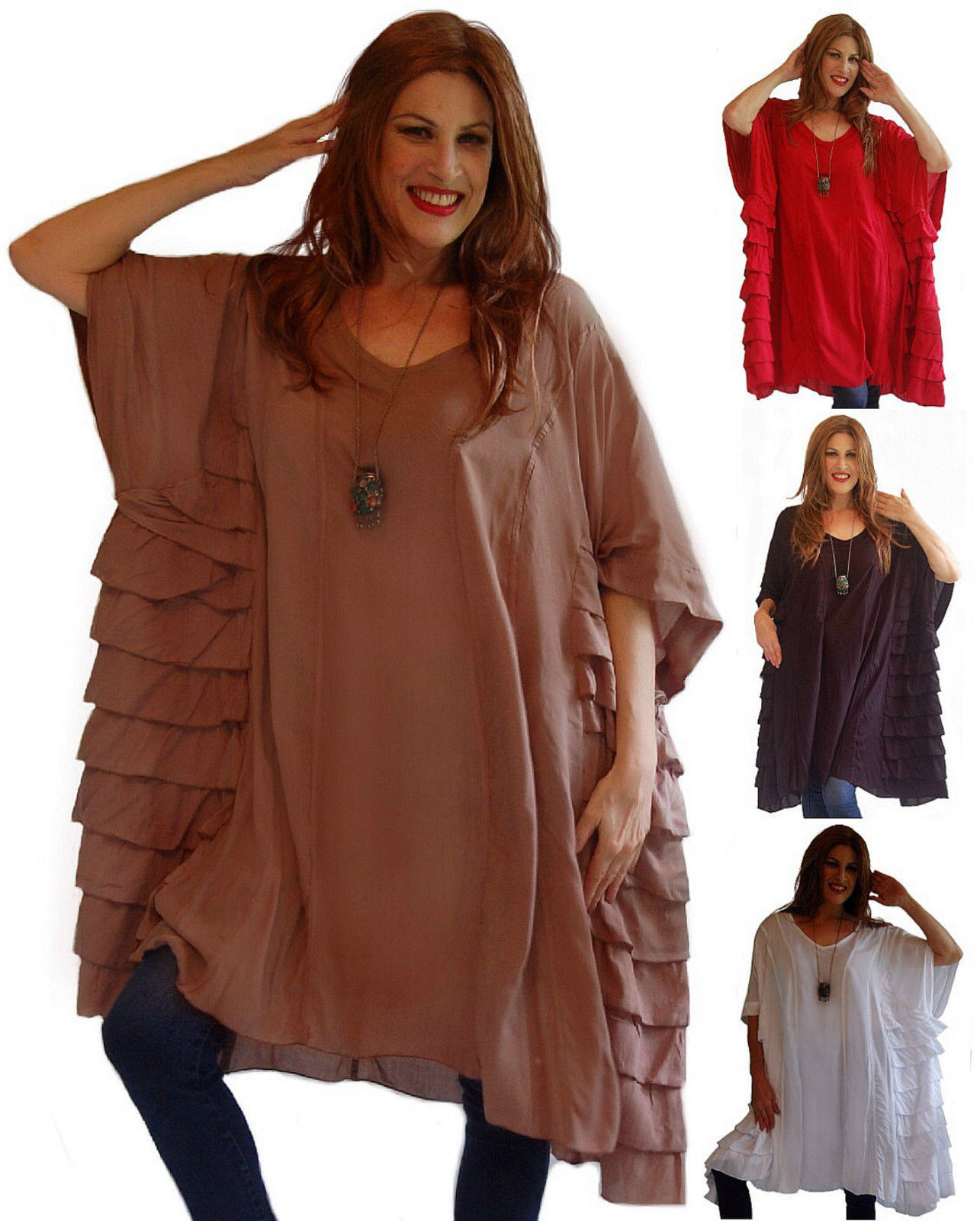 pick color caftan tunic poncho over size OSFA rayon chiffonM L XL 1X 2X 3X 4X 5x