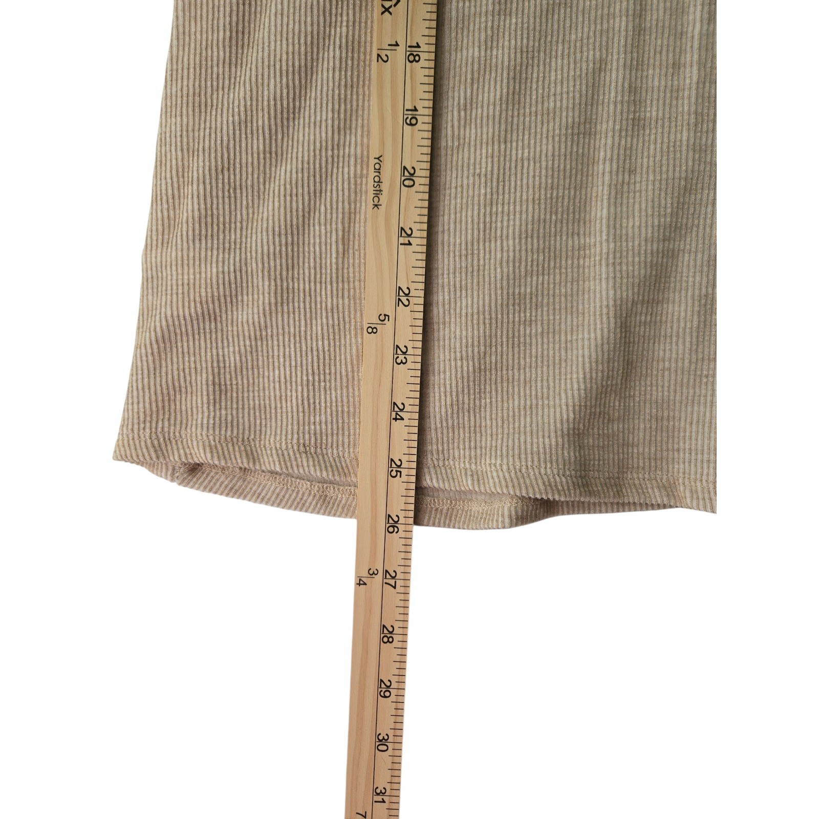 Blue Rain Women’s SIZE LARGE Ribbed Knit Long Sleeve Top Beige V-Neck W/ Scarf