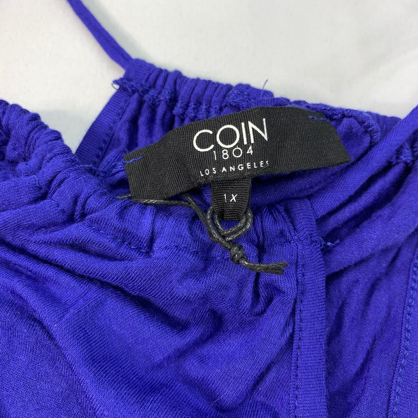 Coin 1804 Tank Top Womens Plus Size 1X Blue Sleeveless Cinch Waist New