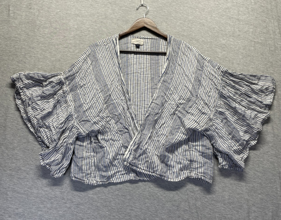 Universal Thread Kimono Cardigan Top Womens OSFM White Multi Striped Open Front