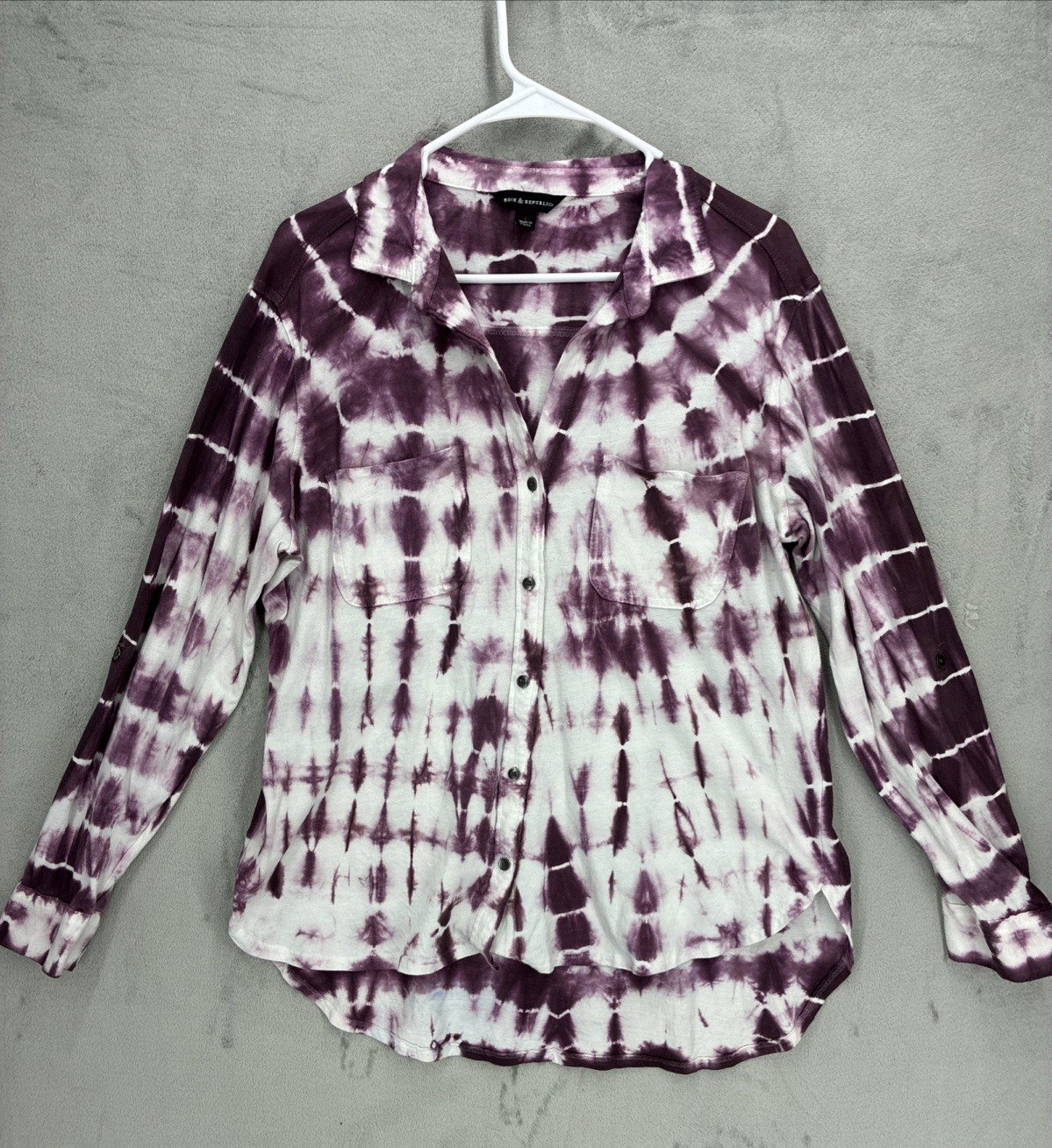 Rock & Republic Top Lg Purple tie-dye Y2K Hippie Festival