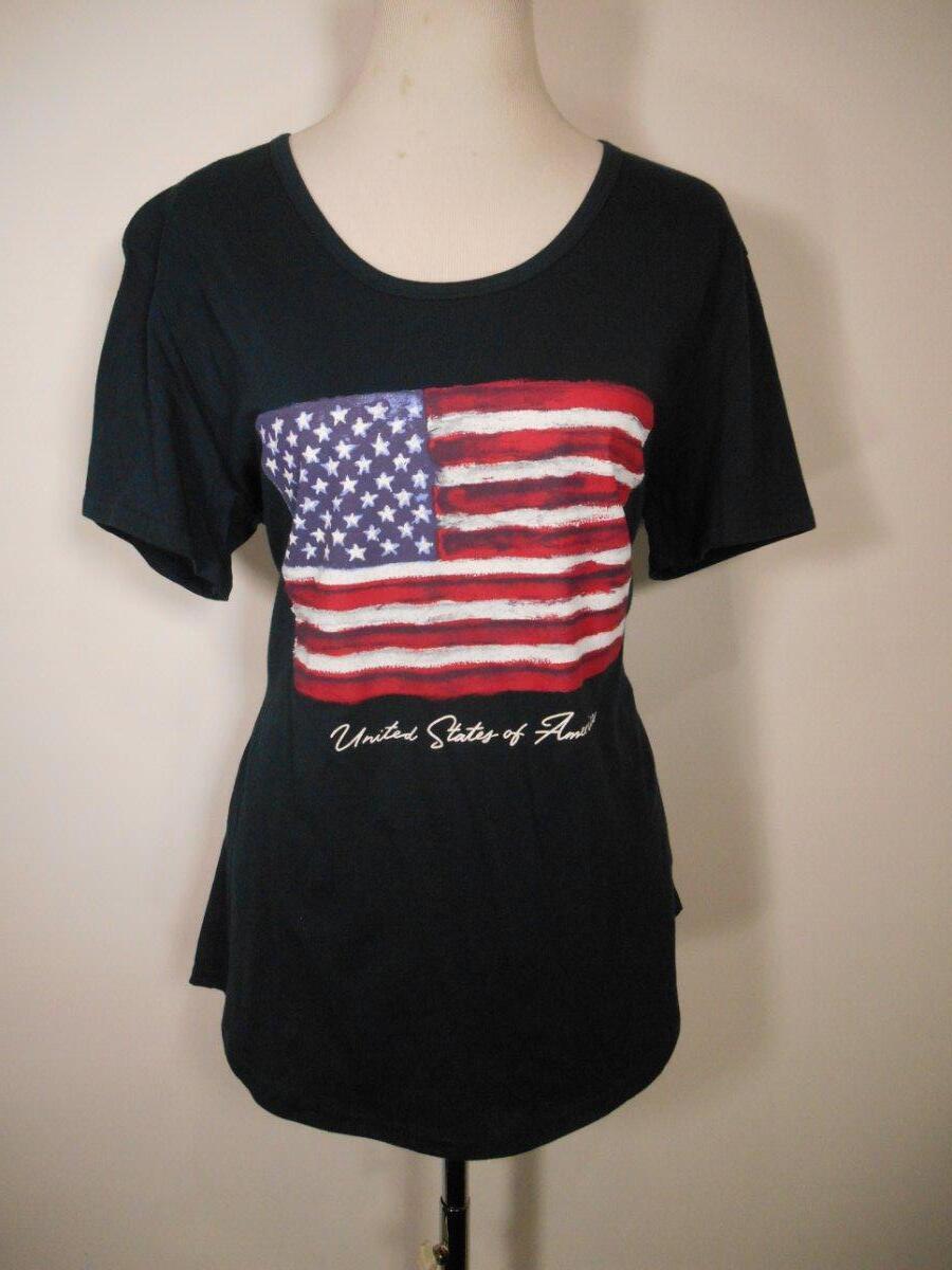 NEW Beautiful Women’s Medium General Standard American Flag Design SS T-Shirt