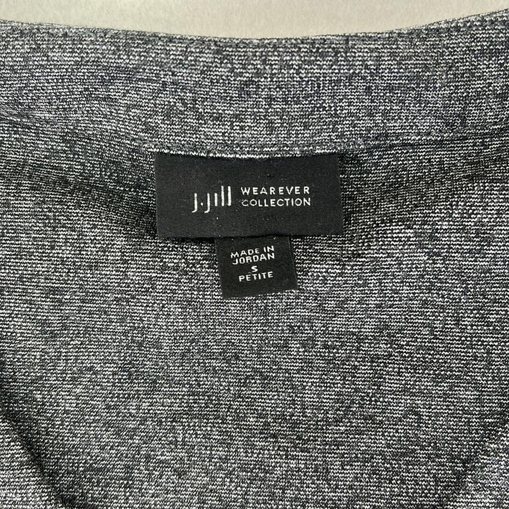 J Jill 3/4 Long Sleeve Blouse Shirt Gray Womens Petite S V Neck