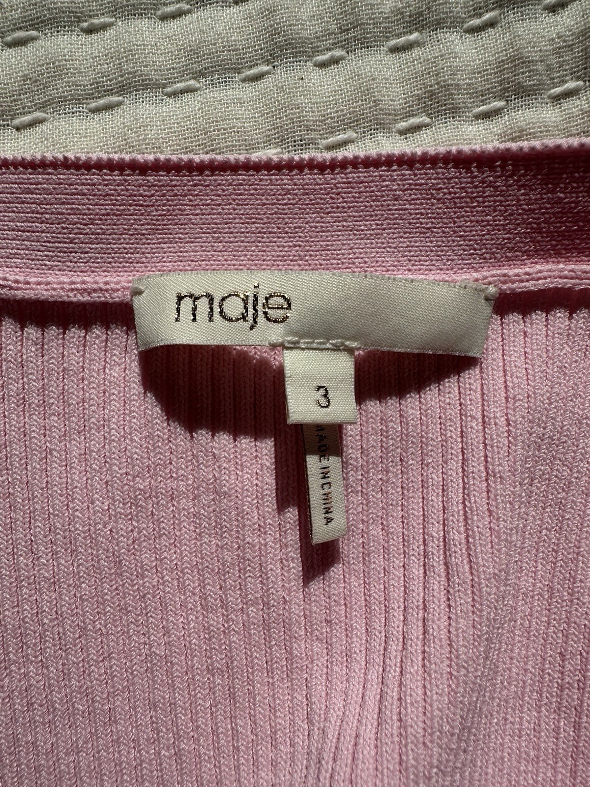 Maje Pink Rib-Knit Sweater Top Size 3
