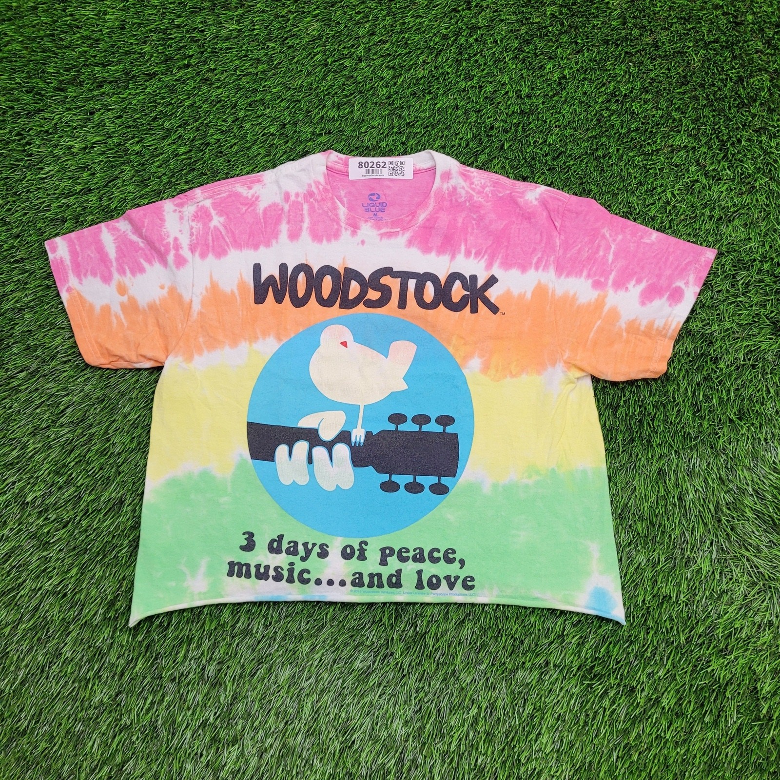 Woodstock Crop-Top Shirt Women Medium 19×18 Music-Festival