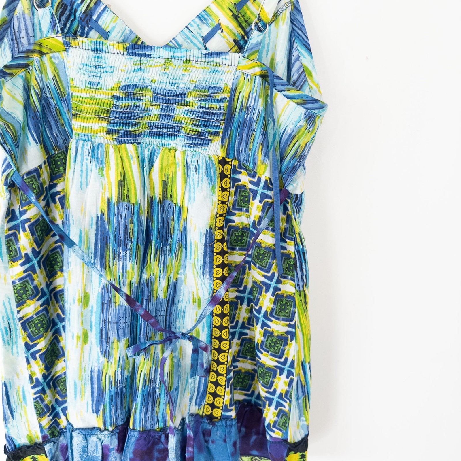 Joe Browns Longline Cami Top Size 16 NEW Boho Cotton Blue Green Festival
