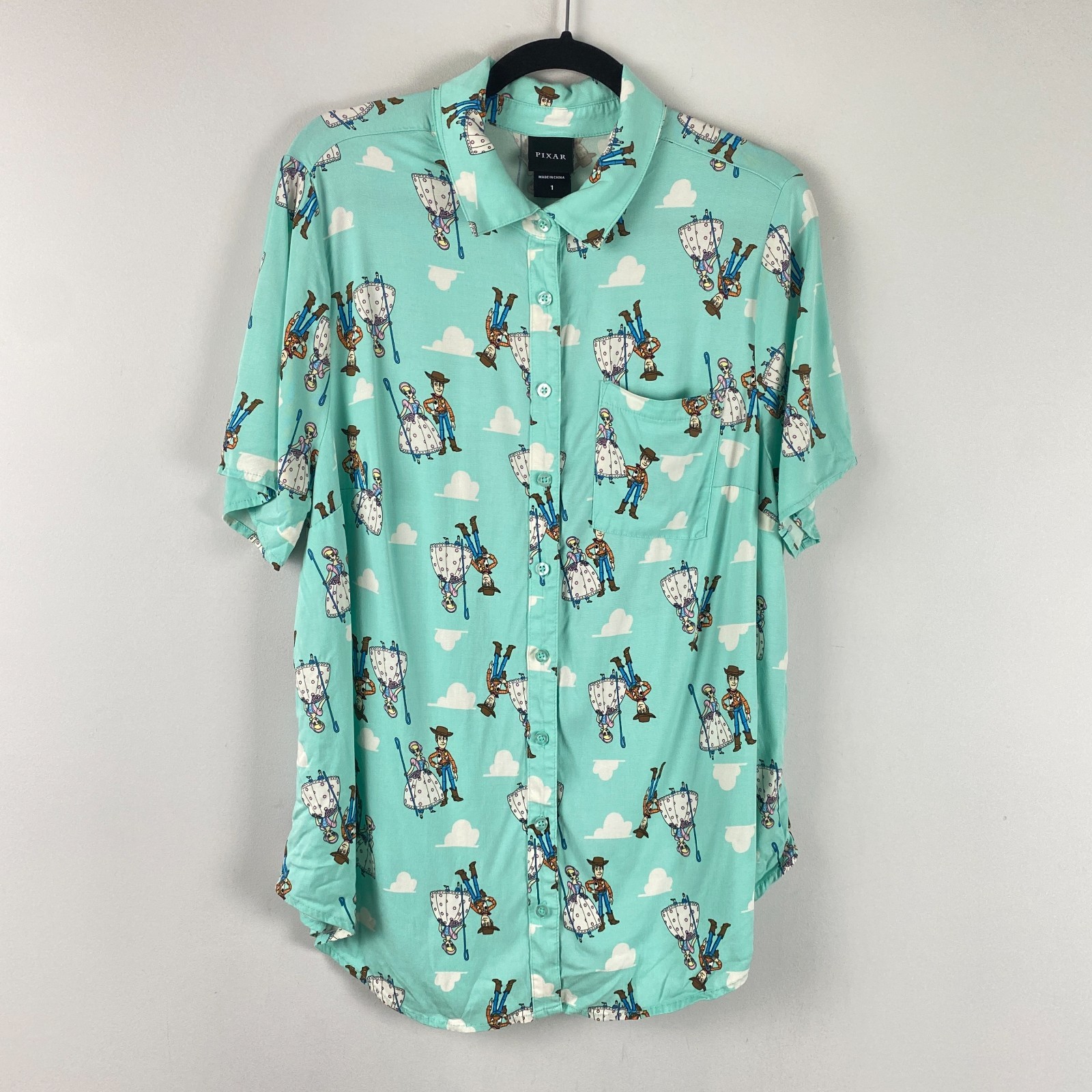 Torrid Disney Pixar Toy Story Woody Bo Peep Button Down Shirt Size 1X Mint Cloud