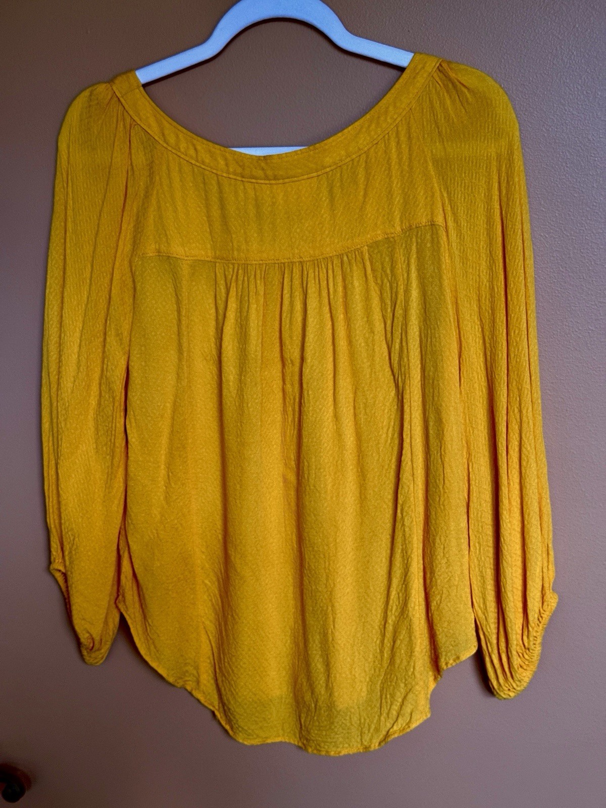 Maeve Peasant Blouse Size 6 Mustard Yellow Balloon Sleeve Anthropologie