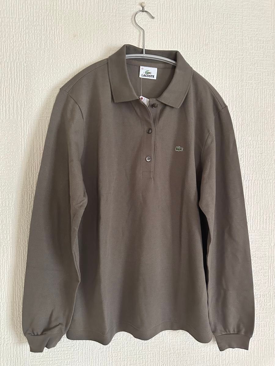 LACOSTE Long Sleeve Polo Shirt Khaki Women’s Size 42