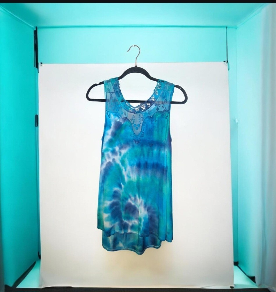 Women’s Hailey & Co. Sleeveless Top Size L Hand Dyed Tie Dye Blue