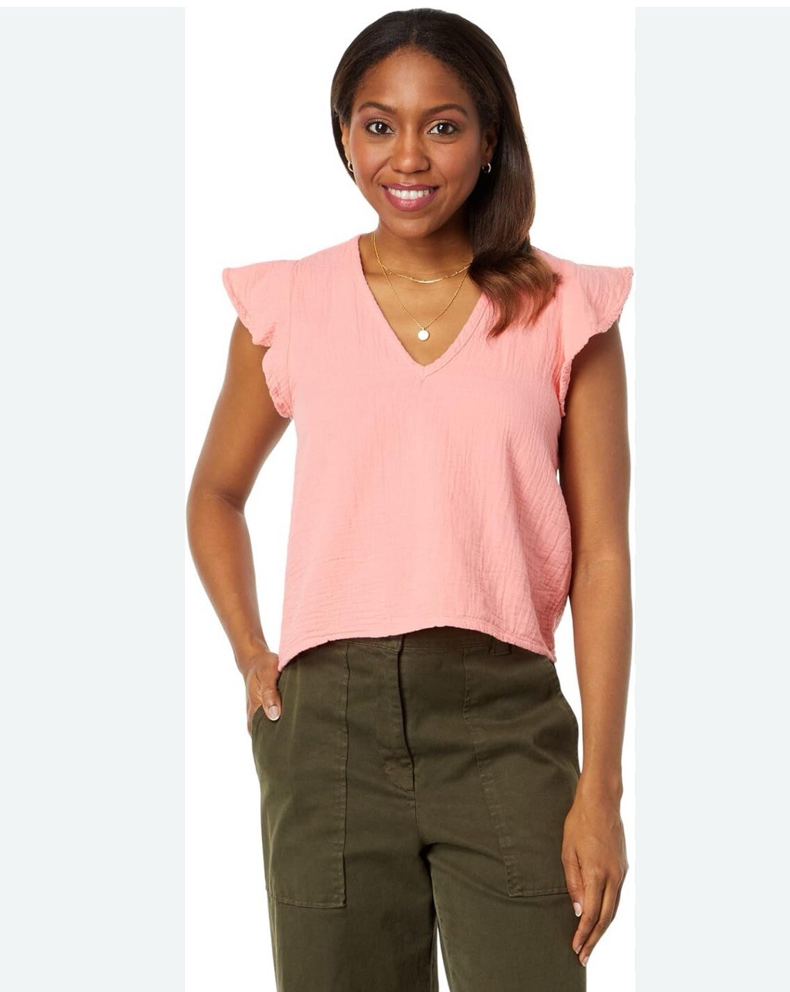 bobi Los Angeles V-Neck Short Sleeve Women T Shirt Size Medium