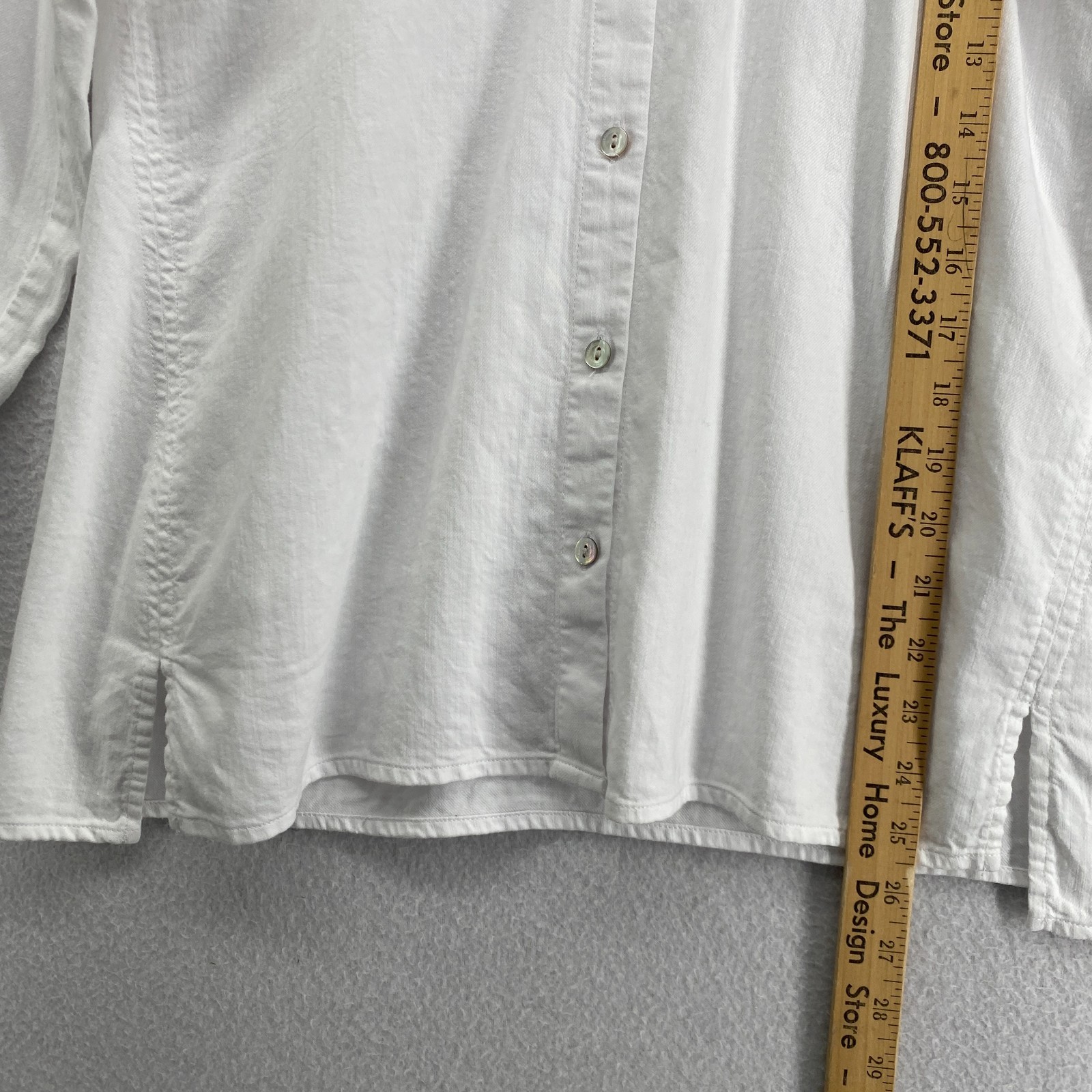 EILEEN FISHER Top PS Soft Organic Cotton Twill Shirt Oversized Button Up White